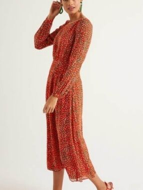 Boden Orange Ingrid Midi Dress 12R